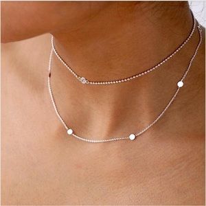 Minimalist Sterling Silver Disc Choker Necklace